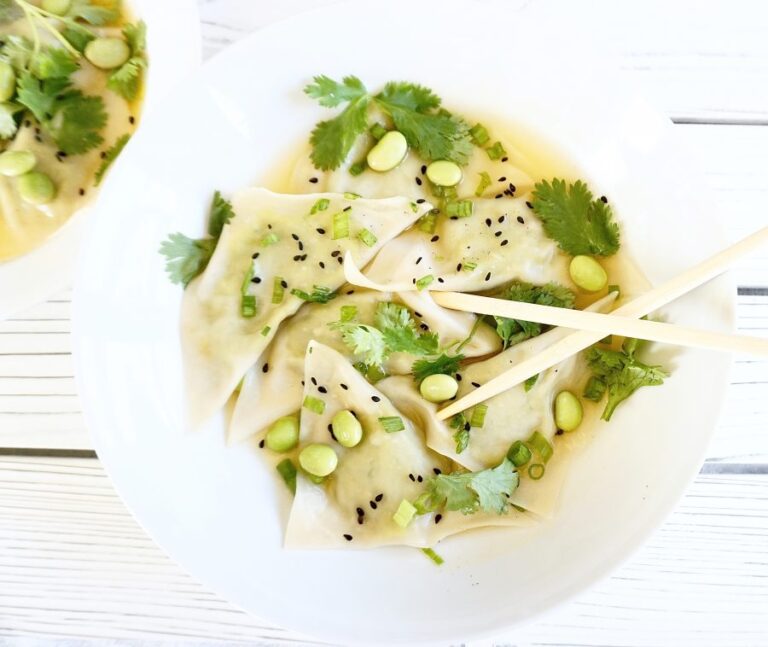 Edamame truffle dumplings