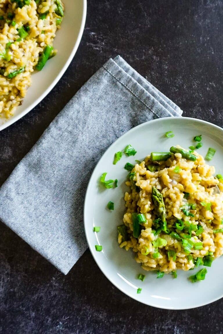 Vegan Mushroom and Asparagus Risotto