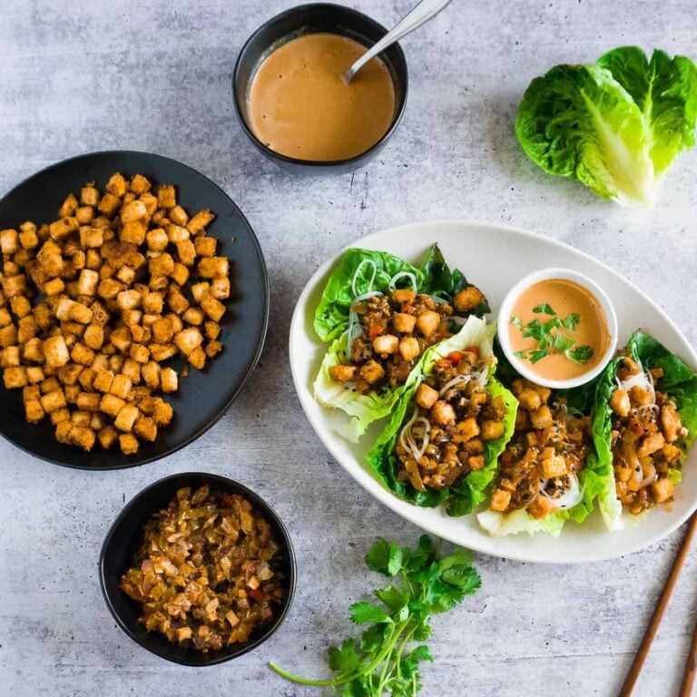 Vegetable Lettuce Wraps with Crispy Tofu