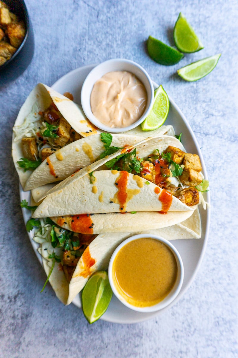 Vegan Tofu Tacos with Peanut Sauce Share the Spice