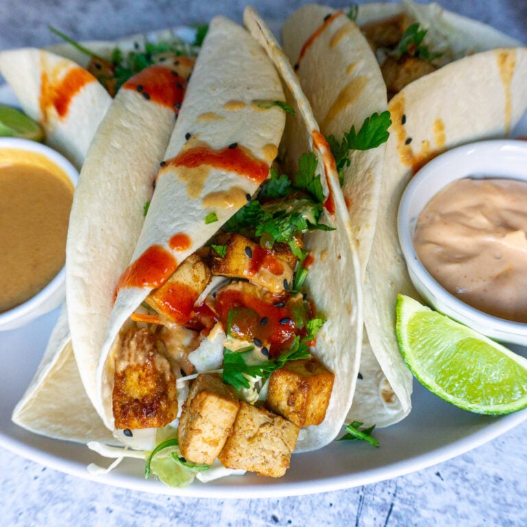 Vegan Tofu Tacos with Peanut Sauce