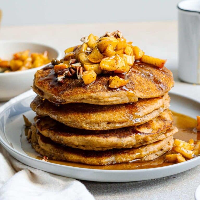 pancakes topped with apple mix