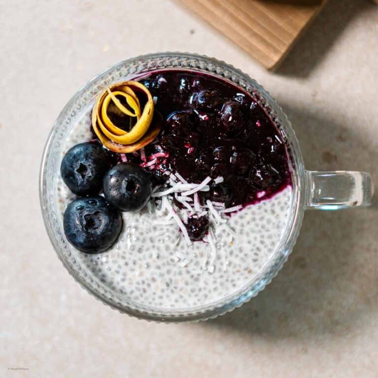 greek yogurt chia pudding with blueberry